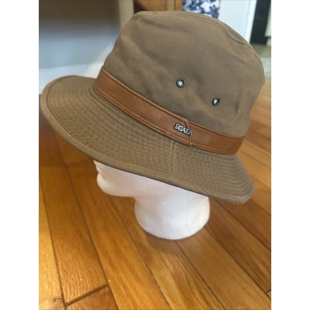 SCALA Dorfman Pacific DPC Hat Fedora Hunting Canvas Brown Handmade Size M Cap